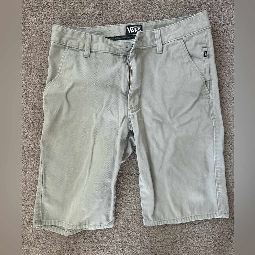 Vans Men’s Light Gray Chino Shorts | Casual Skate Shorts | 28 Waist